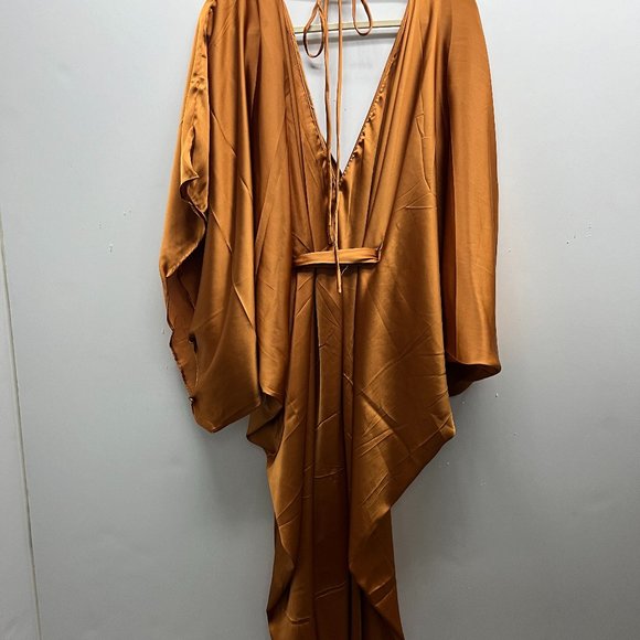 NWT Anthropologie Satin Tie Front Maxi Kaftan - Picture 7 of 8